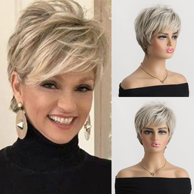 MAISI Naturhaarperücke, kurz, lockig, gold, synthetisch, Damen - Bild 1