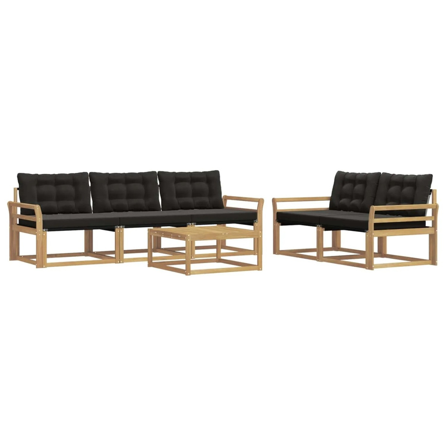 vidaXL Outdoor-Sofagarnitur 6-teilig in Weiß und Schwarz mit Holz- und Polsterelementen B/T/H: 79 x 79 x 37 cm - Bild 2