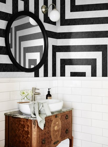 Sandberg Mural Osterbro Tapete mit geometrischem Muster in Schwarz-Weiß aus Vlies - Bild 1