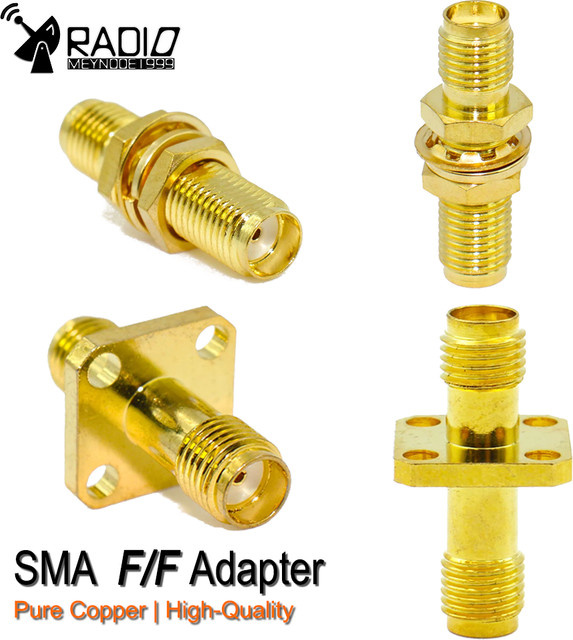 MEYNOOE SMA-Adapter gerade mit SMA-Buchse auf SMA-Buchse, 4-Loch-Flanschbuchse für Schalttafelmontage, HF-Koaxial-Adapter in Gold - Bild 1