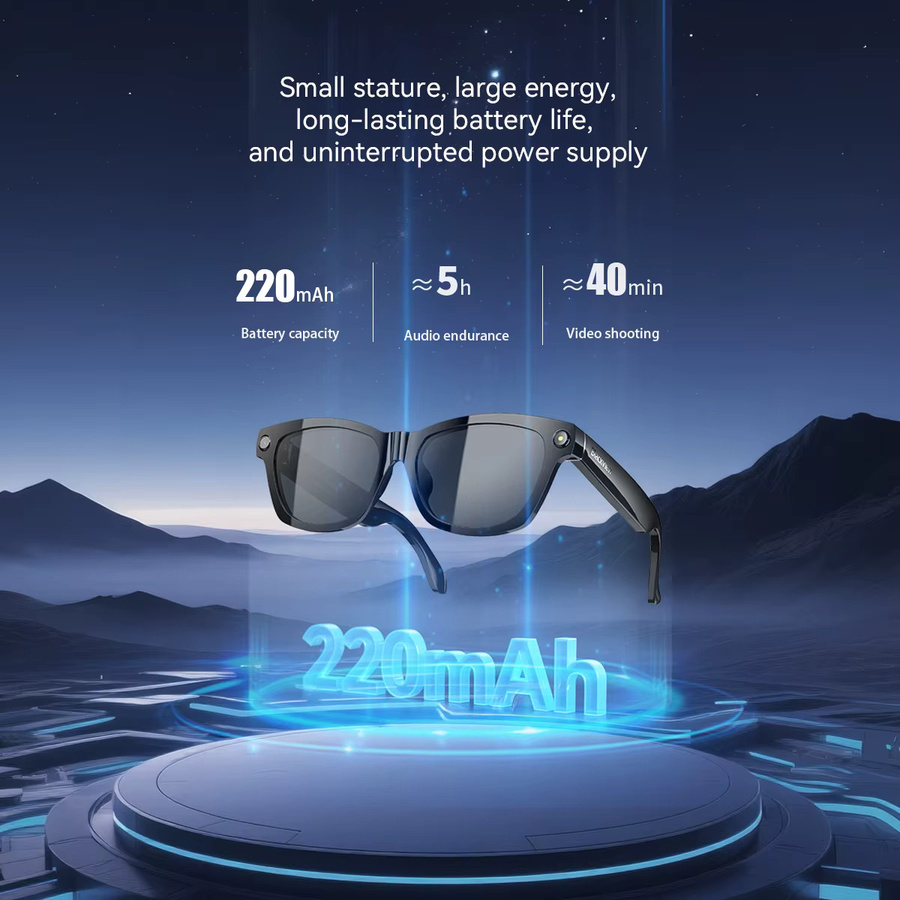 Blackview BV100 Smart-Brille in Schwarz mit HD-Kamera, Bluetooth 5.4, Stereo-Basslautsprechern und geräuschunterdrückendem Mikrofon - Bild 5