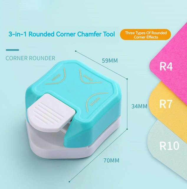 3-in-1 Eckenstanzer für Kartenherstellung und Scrapbooking mit R4, R7 und R10 mm Radien - Bild 1