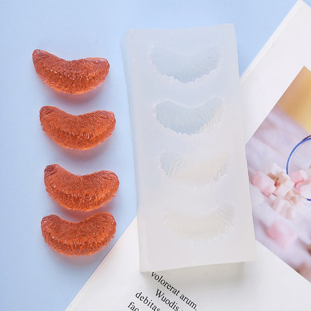 Silikonform für Orangenscheiben zur Herstellung von Schokolade, Backdeko oder Duftkerzen in Orange und Weiß - Bild 1