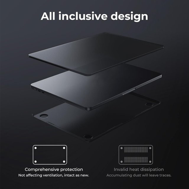 EooCoo Kunststoffgehäuse für MacBook Air 13 Zoll (Modelle 2022-2025), Frost Space Black - Bild 1