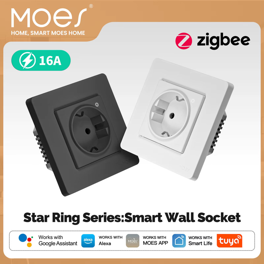 MOES Tuya Smart ZigBee EU-Einbausteckdose mit Echtzeit-Stromüberwachung und Energieverbrauchsmesser, Fernsteuerung per App sowie Sprachsteuerung für Alexa und Google Home - Bild 2