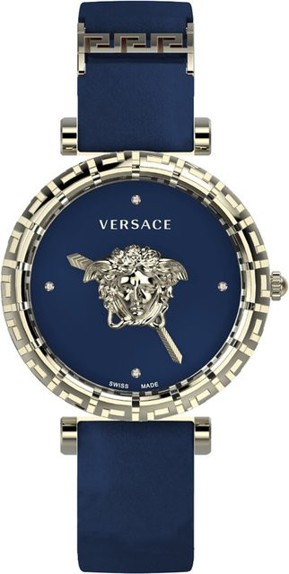 Versace Damenuhr Palazzo Empire Greca, Quarz, Edelstahl, 37 mm, Blau - Bild 1