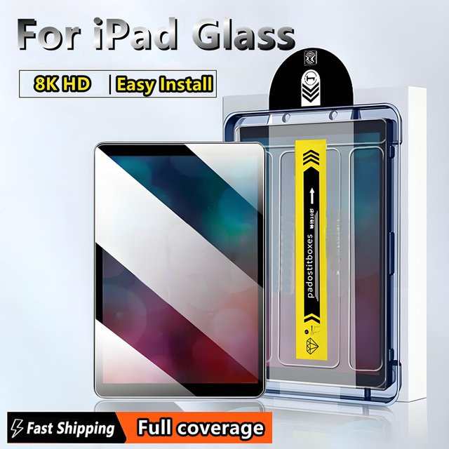 HD Displayschutzfolie aus gehärtetem Glas für Apple iPad Air, Pro, Mini und iPad (Modelle 2025, 12.9, 11, 10.9, 9th Gen) in Transparent - Bild 1
