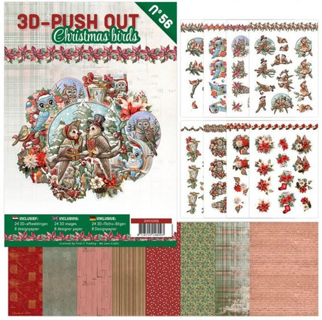 FINDit 3D-Stanzbogenbuch Christmas Birds in Weiß und Multicolour, A4, Bastelpapier für Erwachsene
