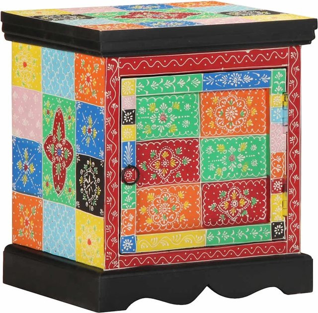 vidaXL Nachttisch aus Mango-Massivholz in Mehrfarbig, B/T/H: 40 x 35 x 45 cm - Bild 1