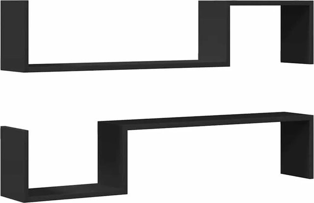vidaXL Wandregale 2er Set Schwarz aus MDF, B/H/T: 100 x 15 x 20 cm - Bild 1