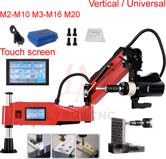 LYBGACNC CNC Elektrische Gewindeschneidmaschine mit Servomotor und Spannzangen, Rot, M2-M10 M3-M16 M20 - Bild 1