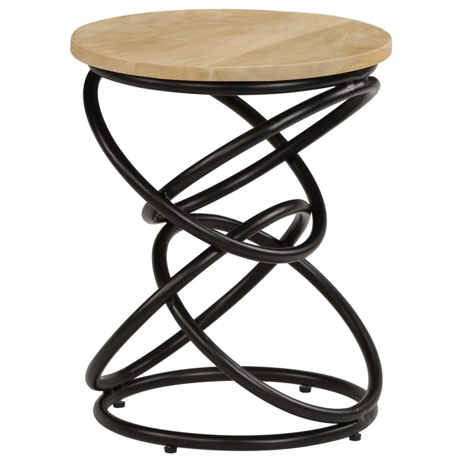 vidaXL Beistelltisch aus Mangoholz in Antikstil, rund, braun/schwarz, B/T: 40 x 50 cm - Bild 2