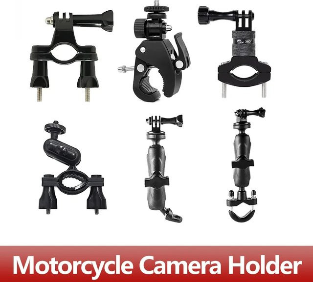 EXSKOF Lenkerhalterung für Motorrad und Fahrrad zur Befestigung von GoPro, Insta360, AKASO, SJCAM und DJI Osmo Action Kameras, Farbe: Schwarz - Bild 1