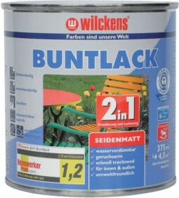 Wilckens 2in1 Buntlack für Holz, Wasserbasiert, Tiefschwarz RAL9005, Seidenmatt, 750 ml - Bild 1