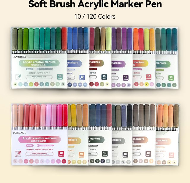 Acryl-Pinselmarker-Set von kissbuty mit 10 bis 120 Farben und automatischem Tintenkontrollsystem für DIY-Kunstbedarf in Multicolour - Bild 1