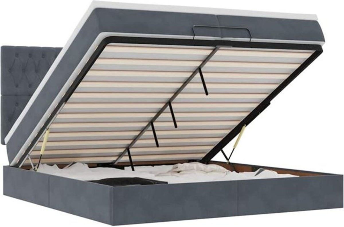 vidaxl Ottoman Polsterbett mit Matratze aus Samt in Anthrazit B/T/H: 200 x 200 x 128 cm - Bild 1