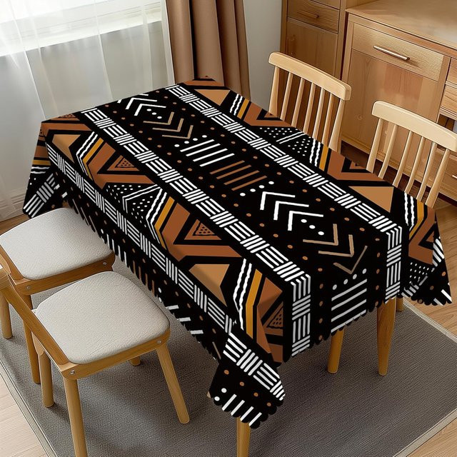 JMG Household Supplies Rechteckige Tischdecke mit afrikanischem Stammesmuster in Mehrfarbig, B/B: 140 x 180 cm - Bild 1