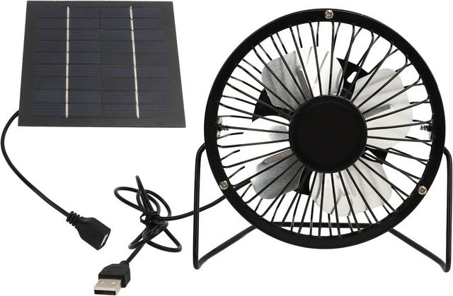 Neoglint Solarbetriebener Ventilator mit 5 W, USB-Anschluss und 360 Grad verstellbarem Solarpanel für Hühnerställe, Gewächshäuser und Tierhütten - Bild 1