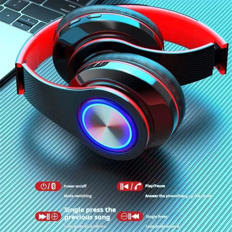VIKEFON Bluetooth On-Ear Gaming-Kopfhörer mit Mikrofon für PC und Laptop, Multicolor - Bild 3