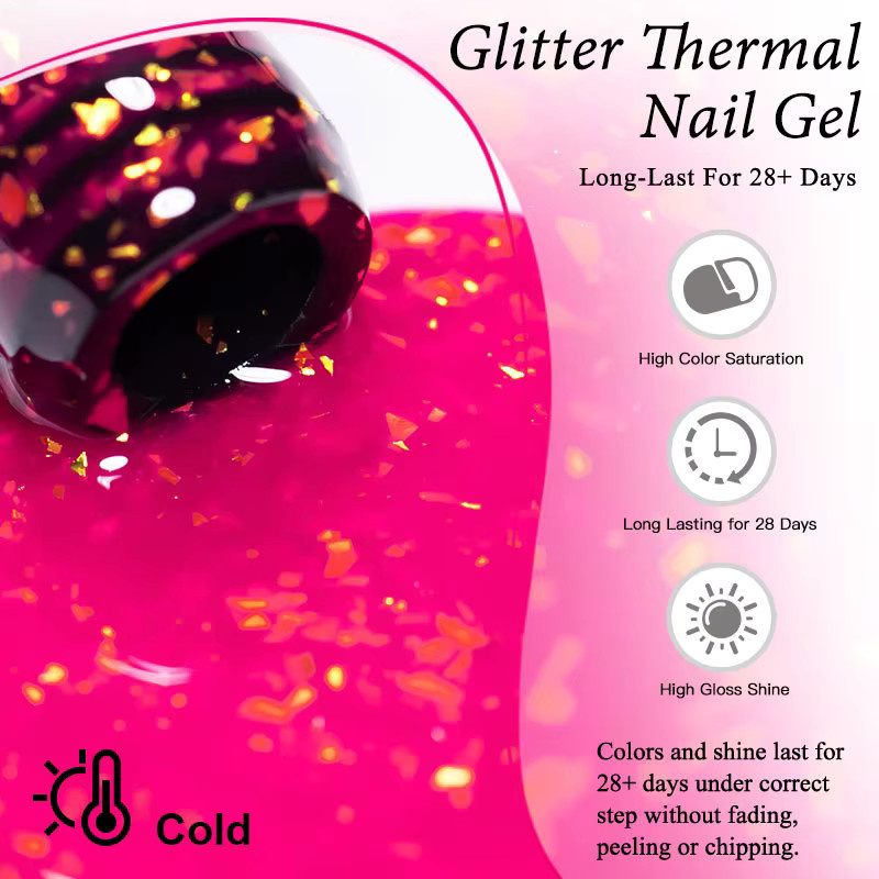 Mtssii MT262 Glitter Thermal Gel Nagellack, 7 ml, Farbwechsel - Bild 4