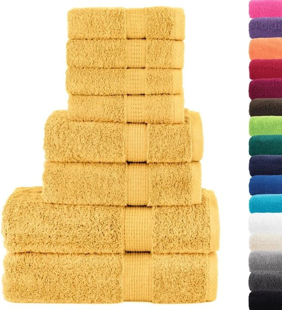 vidaXL 8-teiliges Premium-Handtuch-Set SOLUND in Gold aus flauschigem Baumwoll-Terry mit 600 g/m² - Bild 1