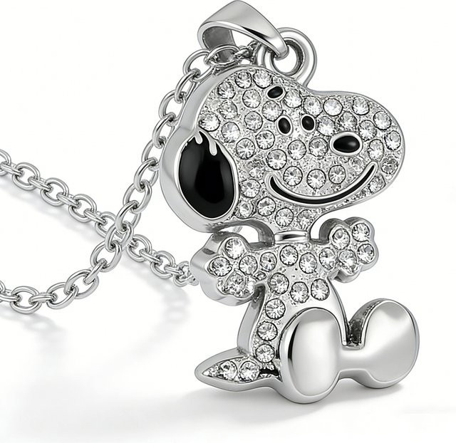 Bandai Halskette Snoopy, Zirkonia, Silber, Unisex - Bild 1