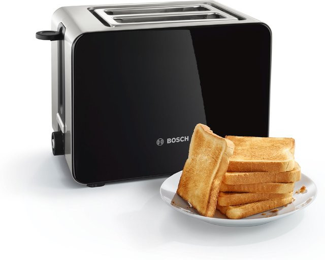 Bosch TAT7203 Doppelschlitz-Toaster mit Brötchenaufsatz in Edelstahl und Schwarz - Bild 1