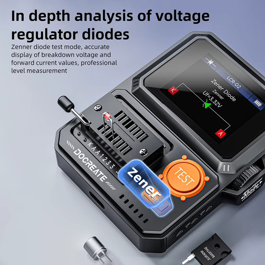 Gaqqee LCR-D2 Transistor-Tester Komponentenmessgerät in Schwarz mit Automatischer Erkennung für MOSFET, Diode, Kondensator, ESR-Test und IR-Decoder für die Elektronik-Reparatur - Bild 4