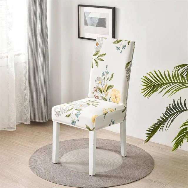Elastischer Stuhlbezug mit Blumenmuster für Esszimmerstühle in Multicolour - Bild 1