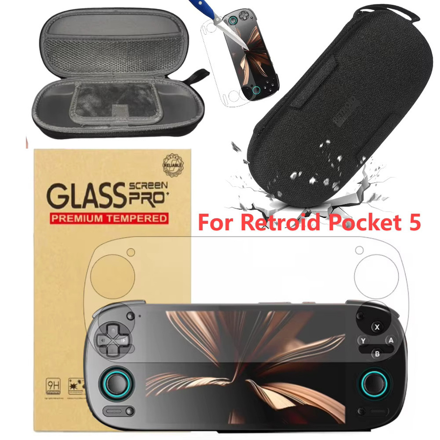 APWIKOGER Displayschutzfolie aus gehärtetem Glas für Retroid Pocket 5, transparent, 9H Schutzfolie und Tragetasche - Bild 2