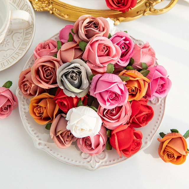 ZQCY Künstliche Seidenrosen-Köpfe in Multicolour für DIY-Dekoration und Hochzeiten, 30 Stück - Bild 1