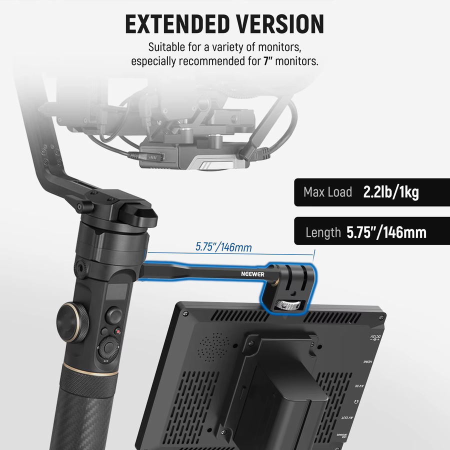 Neewer Feldmonitor-Halterung in Schwarz, 360 Grad drehbare Kamera-Monitor-Halterung mit 1/4 Zoll Gewinde, kompatibel mit DJI RS 2 und RSC 2 - Bild 6