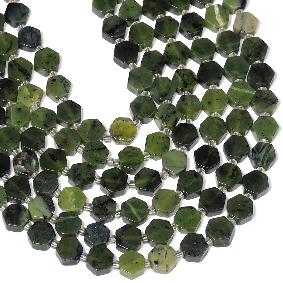 xilitata Natursteinperlen, Kanada-Jade, grün, sechseckig - Bild 3
