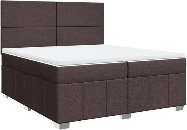 vidaXL Boxspringbett mit Matratze Dunkelbraun B/T: 200 x 200 cm Hybrid-Konstruktion mit Taschenfederkern und Stoffbezug - Bild 1