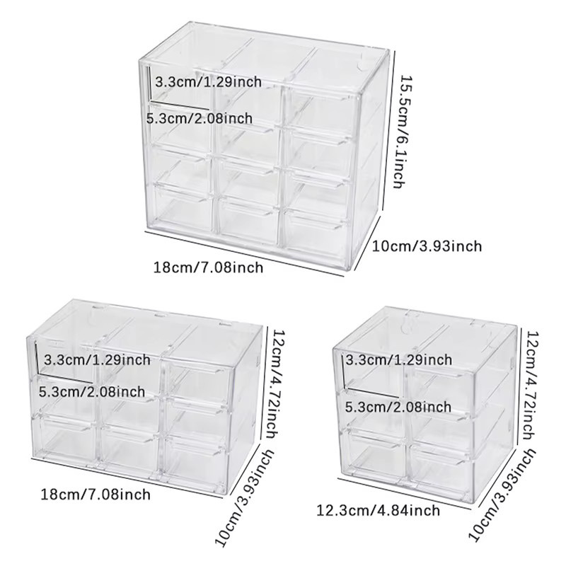 Transparenter Schmuck-Organizer aus Kunststoff als stapelbare Aufbewahrungsbox für den Schreibtisch und zur Dekoration - Bild 3