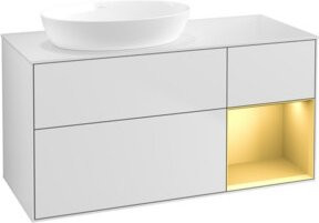 V&B Waschtischunterschrank Finion mit Wandbeleuchtung, Weiß lackiert, Breite: 120 cm, Tiefe: 50,1 cm - Bild 1