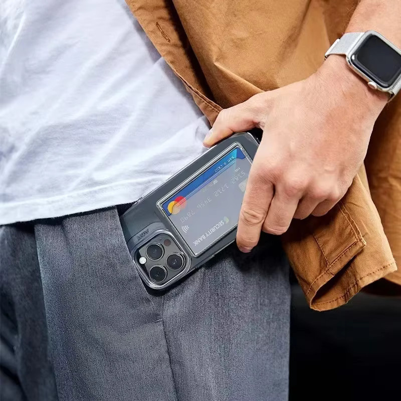 Magnetischer Kartenhalter aus transparentem Kunststoff als Brieftasche und Schutzhülle für Apple und Android Smartphones - Bild 3