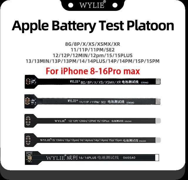 WYLIE Batterie Verlängerung Tester Flex Kabel für iPhone 8-16 Pro Max Plus in Schwarz für Handys Reparatur Werkzeuge Sets - Bild 1
