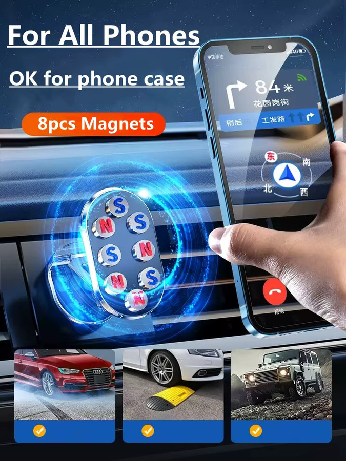 Magnetischer Autotelefonhalter in Silber mit 360 Grad drehbarem und faltbarem Arm für das Armaturenbrett, kompatibel mit iPhone, Samsung und Xiaomi zur GPS-Navigation - Bild 2