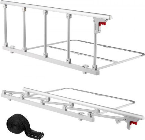 VEVOR Klappbare Bettstütze für Senioren in Weiß, höhenverstellbare Bettseitenschiene mit Befestigungsgurt, Metall-Haltegriff für King, Queen, Full und Twin Betten, Länge: 122 cm - Bild 1