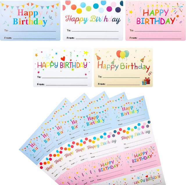 100 Stück Happy Birthday Geschenkanhänger aus Papier in Multicolour für Erwachsene - Bild 1