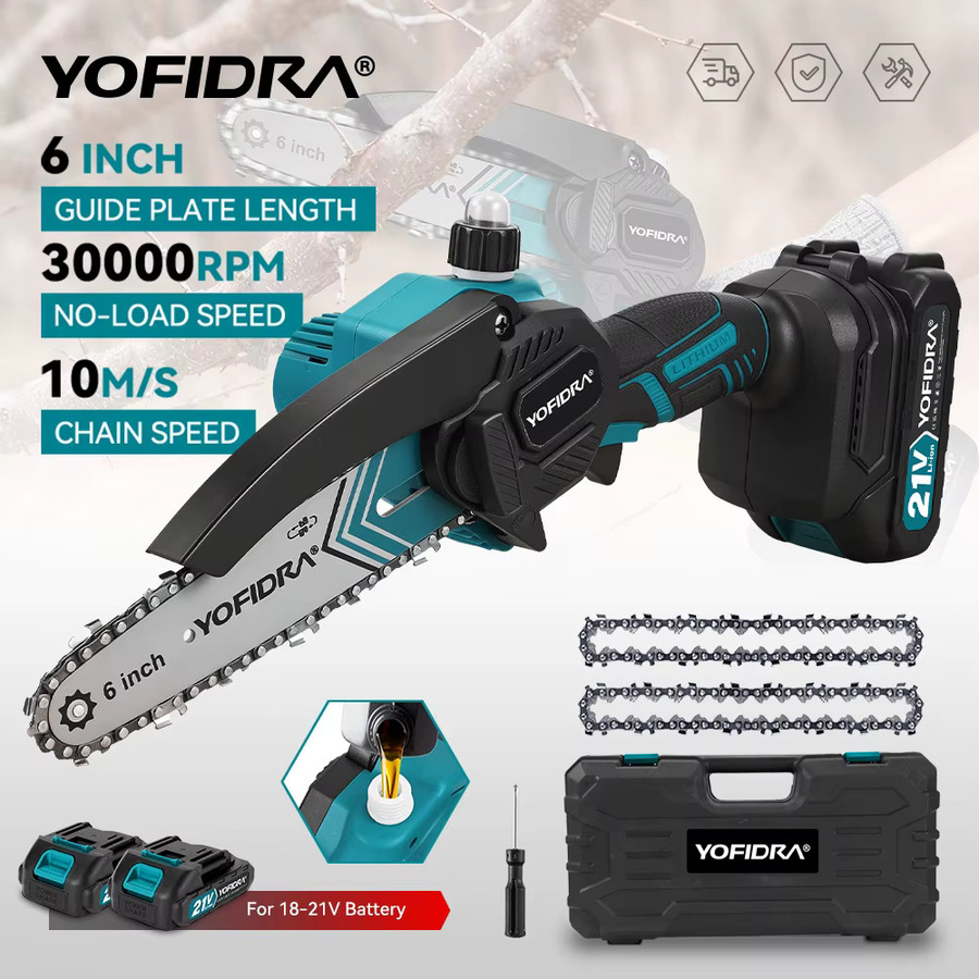 YOFIDRA Akku-Kettensäge 6 Zoll elektrische Astsäge kompatibel mit Makita 21V LXT Batterien für die Holzbearbeitung im Garten - Bild 7