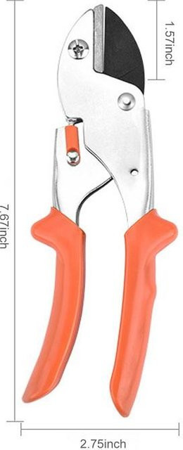 FATCOOL Bypass Gartenschere aus Stahl in Silber und Orange mit Anti-Rutsch-Griff für Gartenbau und Obstbäume - Bild 1