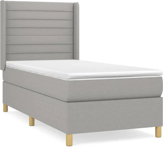 vidaXL Boxspringbett Hybrid mit Matratze und Taschenfederkern, Grau, B/T/H: 80 x 200 x 118 cm - Bild 1