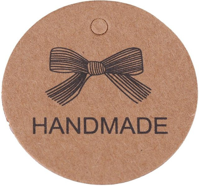 100 Stück handgefertigte Hängeetiketten von KaiSai in Braun aus Papier für Geschenke, Schmuck und Kleidung - Bild 1