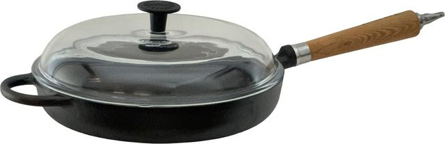 Maestro Bratpfanne aus Gusseisen mit Glasdeckel und Eichenholzgriff, Schwarz, Durchmesser: 28 cm - Bild 1
