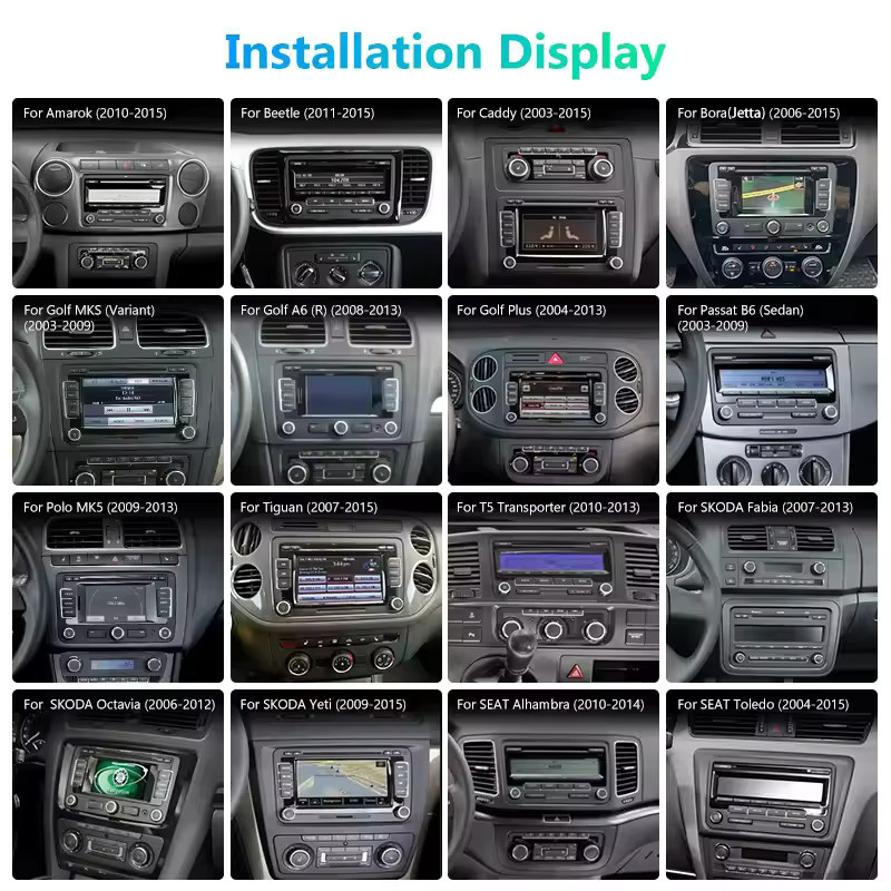 Junsun Android Autoradio mit 7 Zoll IPS-Bildschirm und Bluetooth für VW Volkswagen Skoda Octavia Golf 5 6 Touran Passat B6 Polo Jetta, kabellos für Apple CarPlay, Schwarz - Bild 2