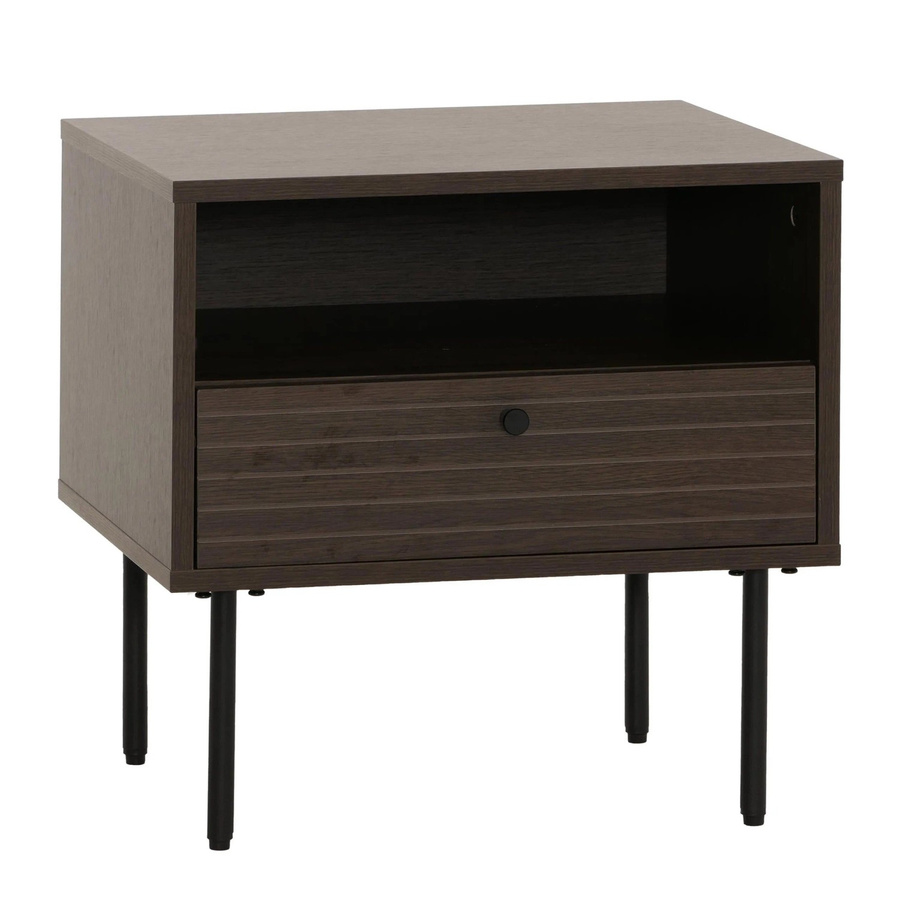 Nachttisch MCW N78 im skandinavischen Stil aus Metall und Holz, Dunkelbraun, B/T/H: 50 x 40 x 50 cm - Bild 3