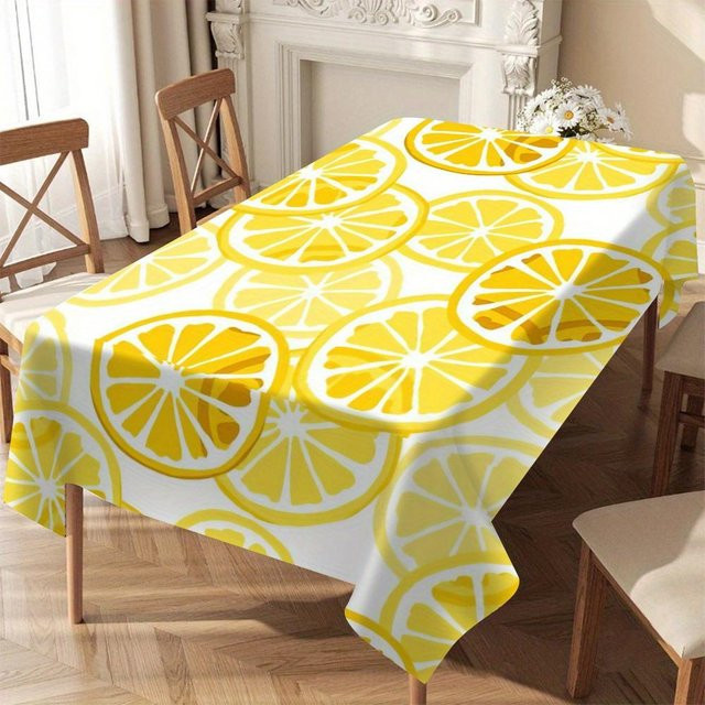 Moderne Tischdecke von JMG Household Supplies mit Zitronen-Print in Gelb und Weiß, rechteckig, B: 90 cm, T: 140 cm - Bild 1