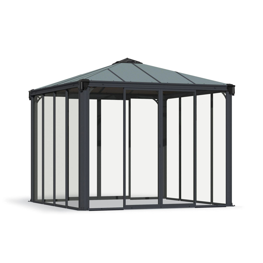 Canopia Ledro Geschlossener Pavillon Anthrazit Grau mit Aluminiumgestell und Regenrinnensystem B/T/H: 300 x 300 x 300 cm - Bild 2